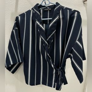 Cotton On Navy white striped Kenzi Wrap Kimono Top